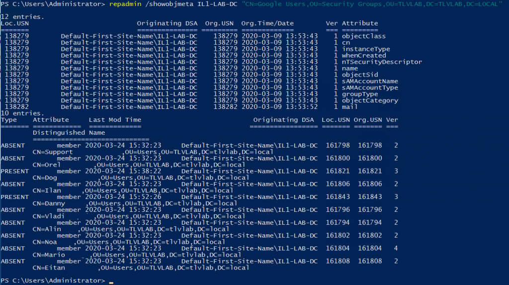 Looking at AD Metadata with Repadmin