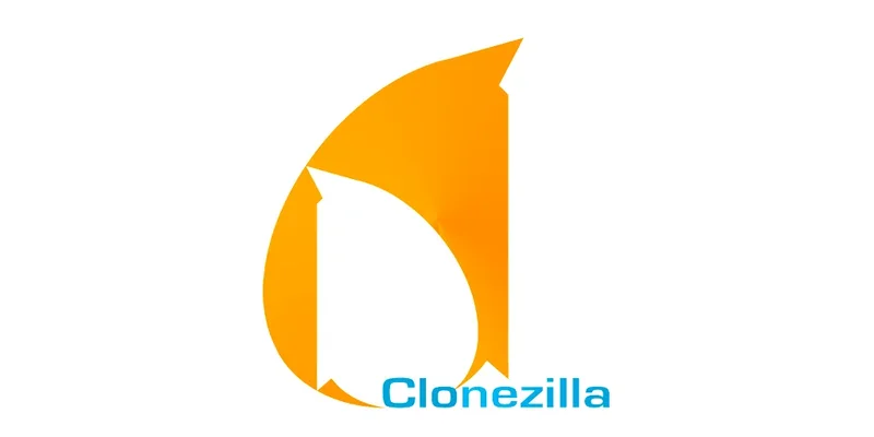 Clonezilla disk cloning software interface with hard drive illustration
