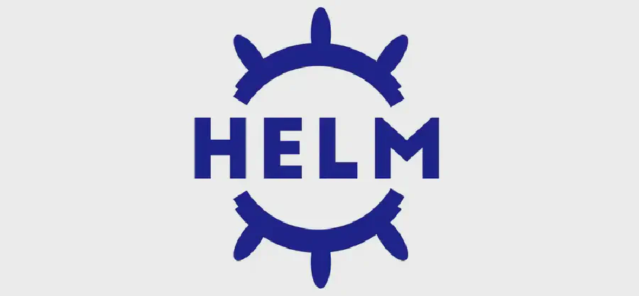 Helm package manager logo with ship wheel icon