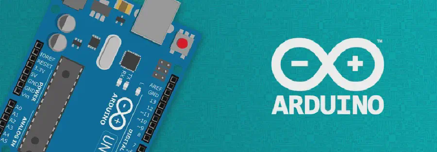 Arduino microcontroller board with electronic components