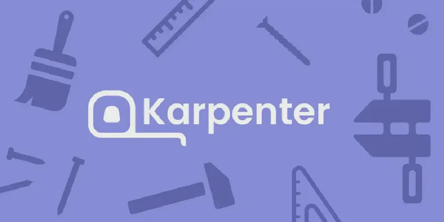 Karpenter logo with Kubernetes wheel icon for node autoscaling